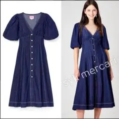 kate spade ケイトスペード デニム パフスリーブ ワンピース