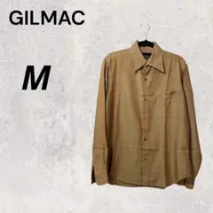 GILMAC ブラウン M 長袖シャツ ドレスシャツ ダイヤ柄 ポケット付き 春