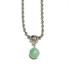 翡翠 ジェダイト ボールチェーン ステンレス ネックレス