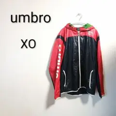 S743 umbro ナイロンジャケット フード付き 赤ブラック