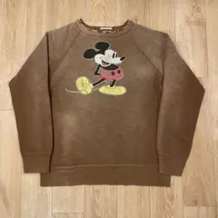 DENIM DUNGAREE ミッキーマウス ビンテージ加工 スウェット 茶