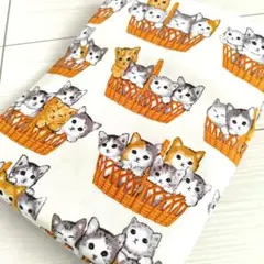 1.5ｍ バスケット 猫 生地 ハンドメイド 布
