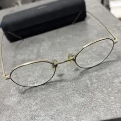 【伊達メガネ】JINS ゴールドオーバルメガネ 専用ケース付