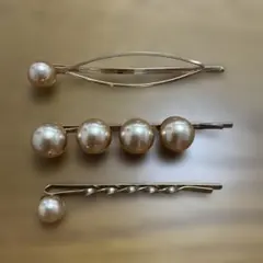 パール付きゴールドヘアピン3本セット