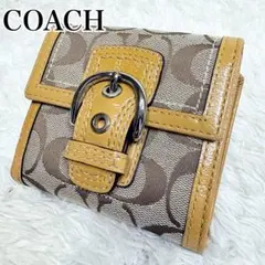 未使用級 COACH ソーホー シグネチャー 二つ折り財布 エナメル
