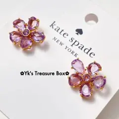 B575/kate spade/パープルパラダイス クリスタルフラワーお花ピアス