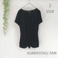 a838【組曲】ブラック 黒 M レディース　半袖　Ｖネック　カットソー　シャツのサムネイル
