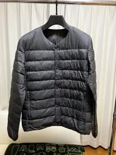 [タグ付]無印良品　ノーカラーダウンジャケット 紳士M ダークグレー