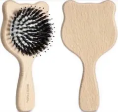 豚毛 ヘアブラシ 絡まない 静電気防止 コンパクト ヘアケア ベージュ