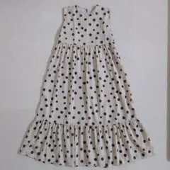 ドット柄　シフォン素材ロングワンピース　日本サイズМ相当