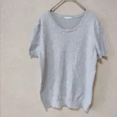 ジーユー 半袖ニット クールネック セーター グレー M