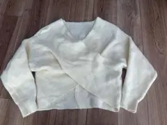 アイボリー リブ編み 長袖セーター