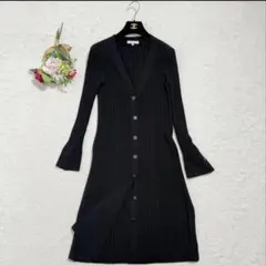 未使用級　エポカ ワイドリブニット ロングカーディガン 洗える 黒　近年