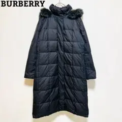 BURBERRY ロングコート 黒 ブラック アウター ダウン フェザー ファー