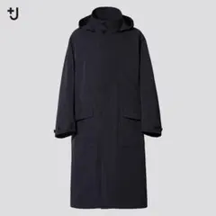 UNIQLO＋J オーバーサイズフーデッドロングコート ブラック/VW525