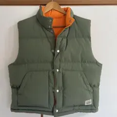リバーシブルベスト Mサイズ オリーブグリーン/オレンジ