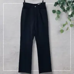 【ロートレファミール】ハイウエストウールパンツ(3)無地　ブラック　日本製