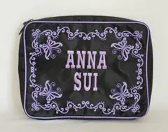 ANNA SUI ロゴ刺繍スーパーマルチバッグ 黒紫 USED アナスイのサムネイル