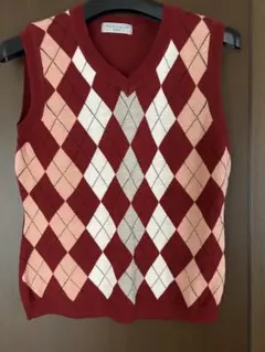 THEORIA アーガイル柄 ニットベスト　M