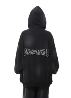 ビッグロゴ　ジップアップパーカー　フーディ　ブラック