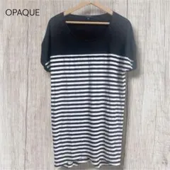 OPAQUE オペーク ボーダー柄 半袖カットソー Tシャツ ブラック×ホワイトのサムネイル
