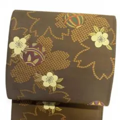 未着用　袋帯　桜花模様　鹿の子　鞠模様　金糸　着物　122 p msのサムネイル