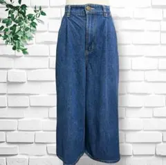 イング ワイドレッグデニムパンツ レディース 後ろウエストゴム カジュアル M