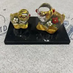 サルのガラス置物2体セット