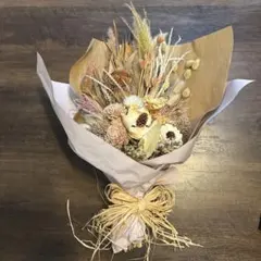 ナチュラルドライフラワーブーケ　スワッグ　北欧インテリア　ベージュ系　大きめ