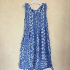 青い花柄ノースリーブワンピース ブルージンジャー 120