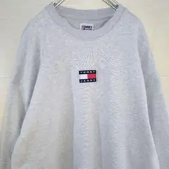 トミージーンズ　スウェット　ワッペン刺繍　グレー　XLサイズ