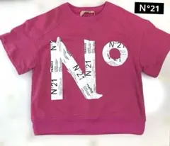 ヌメロヴェントゥーノ　Ｎ°21 ピンクの可愛い半袖トレーナーロゴオーバーサイズ