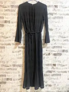 SENSE OF PLACE センスオブプレイス　シャーリングワンピース　黒