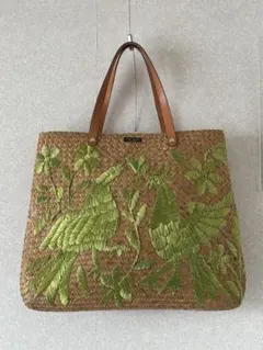 kate spade ピーコック刺繍のストローバッグ