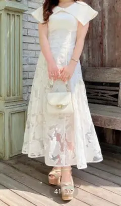 dazzlin フラワーレースキャミワンピース ホワイト