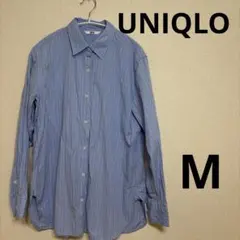 UNIQLO ストライプ 長袖シャツ ブルー Mサイズのサムネイル