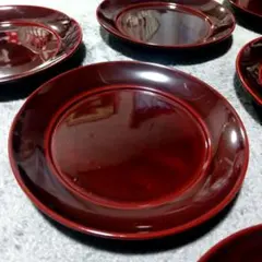 伝統工芸品　木製　漆塗り　京焼　銘々皿　10枚セット　直径15センチ