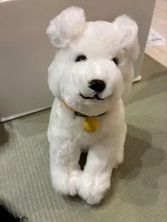 昭和レトロ 白い犬のぬいぐるみ 黄色い首輪付き㉕ - メルカリ
