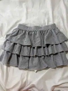 【SHEIN】インナーパンツ付き フリルミニスカート スカパン グレー　M