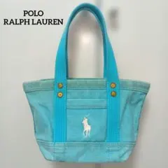 POLO RALPHLAUREN キャンバス バッグ ヴィンテージ加工 ブルー