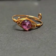 WR715G 天然石 パワーストーン ワイヤーリング ローズピンクフローライト