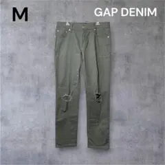 GAP カーキ M ジーパン ストレート ダメージ加工 カラーパンツ カジュアルのサムネイル