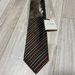 【LANVIN】新品　ランバンSILK100%ストライプメンズネクタイ