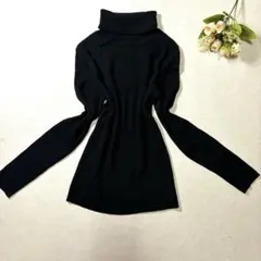 リブタートルネックセーター　長袖　フェミニン　カジュアル