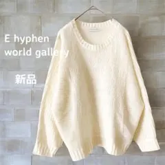 新品【E hyphen world gallery】透かし編みニット　アイボリー