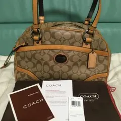 美品⭐コーチ ショルダートートバッグ ボストン型 シグネチャー PVC レザー
