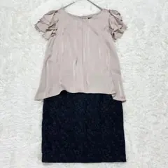 クリーニング済 アンタイトル パーティードレス ワンピース M ベージュ 結婚式のサムネイル