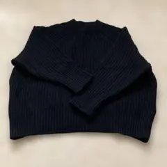 CITYブラックリブ編み長袖ニットのサムネイル