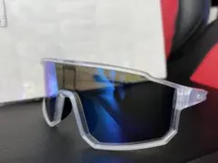 スポーツサングラス　新品人気色】スポーツサングラス クリアフレーム ブルーミラーのサムネイル