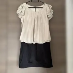 ロペピクニック スカート切り替えワンピース フリル袖 サテン生地